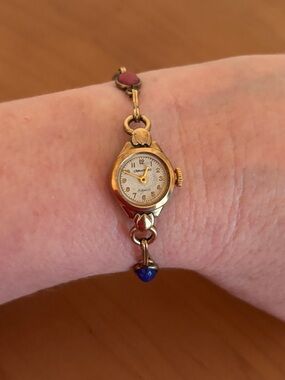 Vintage Crawford Gold-Tone Scarab Bracelet Watch